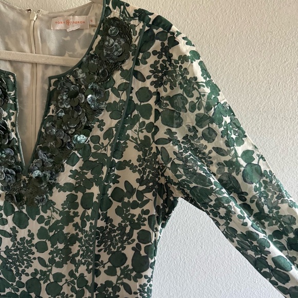 Tory Burch Talan Caftan Green Vine Issy Gown Dress size 12 - Picture 9 of 12